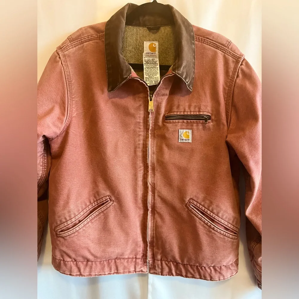 Vintage Carhartt Detroit Jacket Women’s Large/Reg Rose Rare Color WJ097 VRS - Picture 3 of 16
